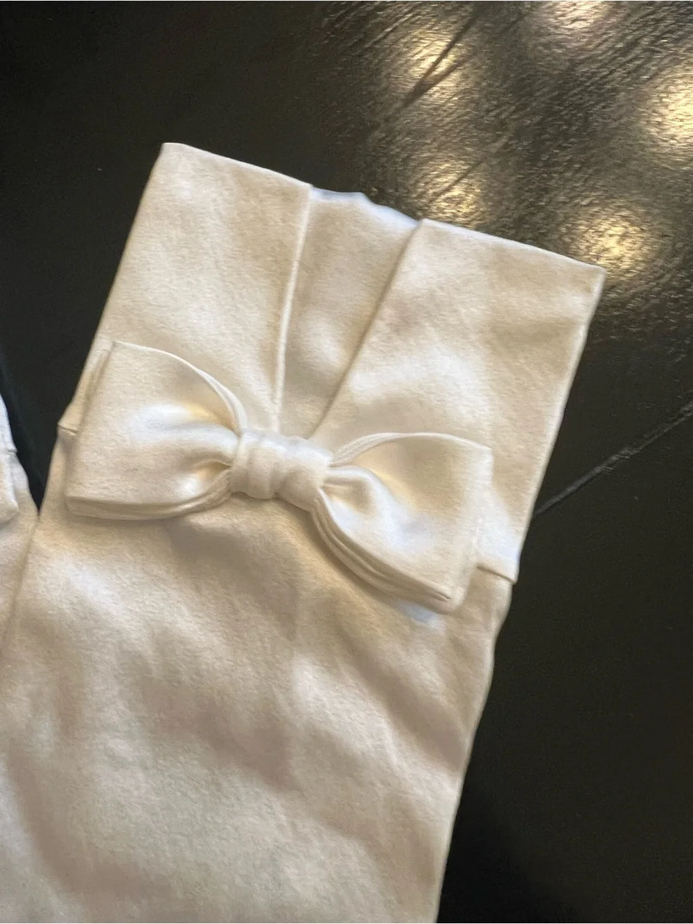 Anthropologie Ivory Satin Bow Opera Gloves